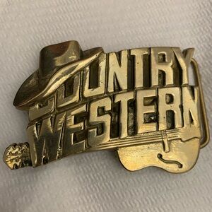 Baron 1981 Country Western Guitar Solid Brass CutOut Belt Buckle